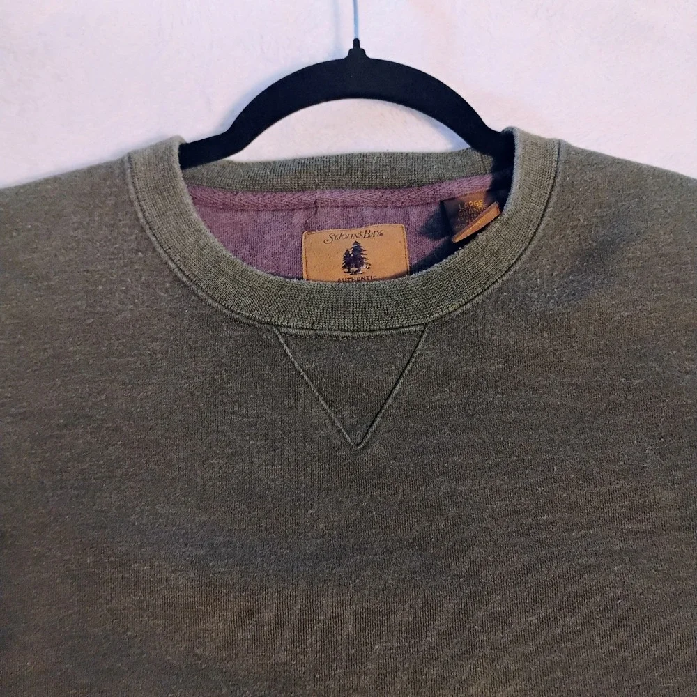 St Johns Bay Pullover Knit Sweater Mens Large Olive Green Crewneck Long Sleeve